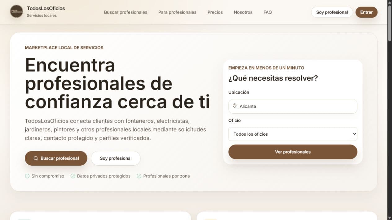 TodosLosOficios — Marketplace de servicios